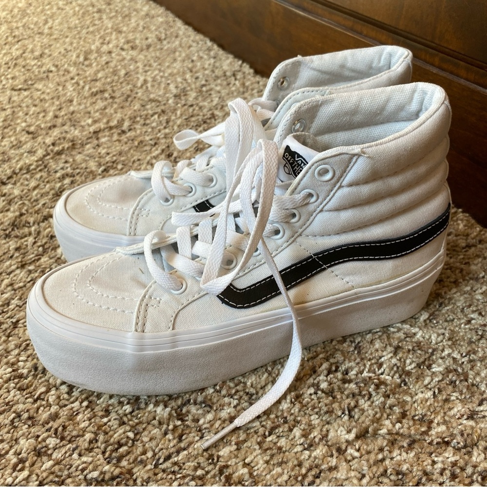 Womens Vans High Top Platform Shoes Size 6 White